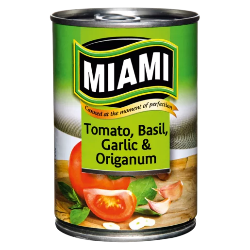 Miami Diced Tomato, 12xBasil, 12xGarlic & Origanum Can 410g