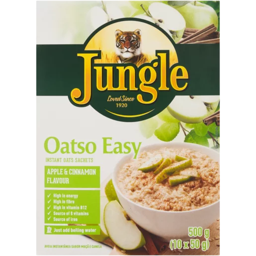 Jungle Oatso Easy Apple & Cinnamon Flavoured Instant Oats Sachets, 12x500g