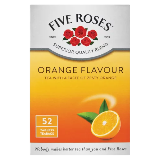 Five Roses Orange Flavoured Tagless Teabags, 12x52 Bags