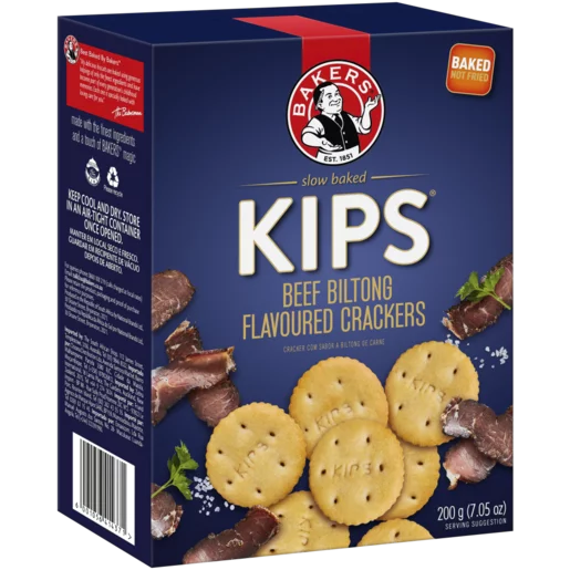 Bakers Kips Beef Biltong Flavoured Crackers, 12x200g