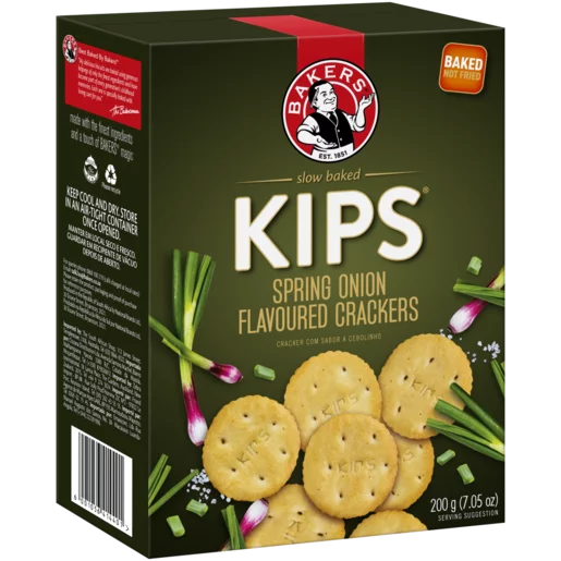 Bakers Kips Spring Onion Flavoured Crackers, 12x200g