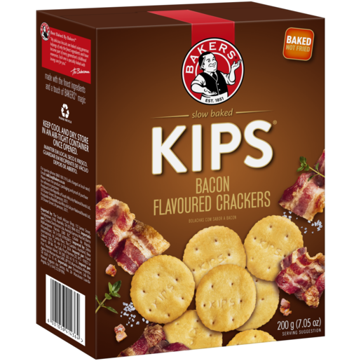 Bakers Kips Bacon Flavored Crackers, 12x200g