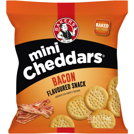 Bakers Mini Cheddars Bacon Flavour, 12x33g
