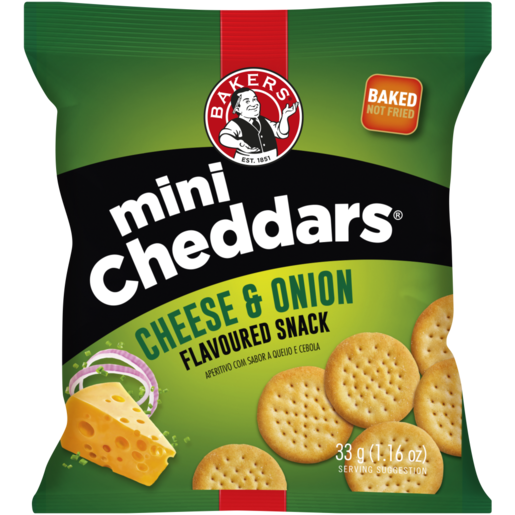Bakers Mini Cheddars Cheese & Onion Flavored Snack, 12x33g