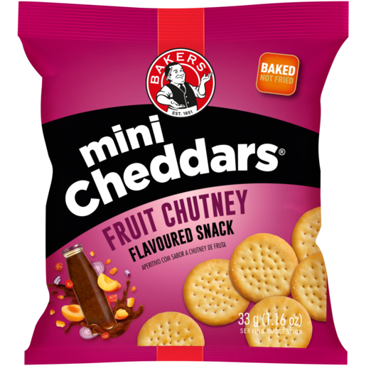 Bakers Mini Cheddars Fruit Chutney Flavour, 12x33g