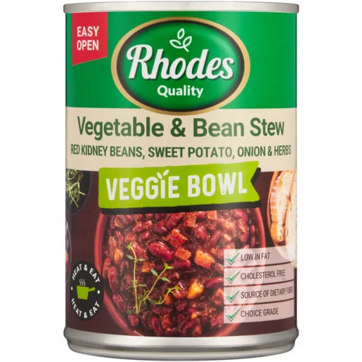 Rhodes Quality Vegetable & Bean Stew Veggie Bowl Can, 12x400g