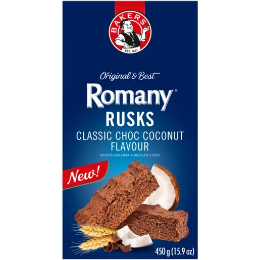 Bakers Romany Classic Choc Coconut Flavour Rusks, 12x450g