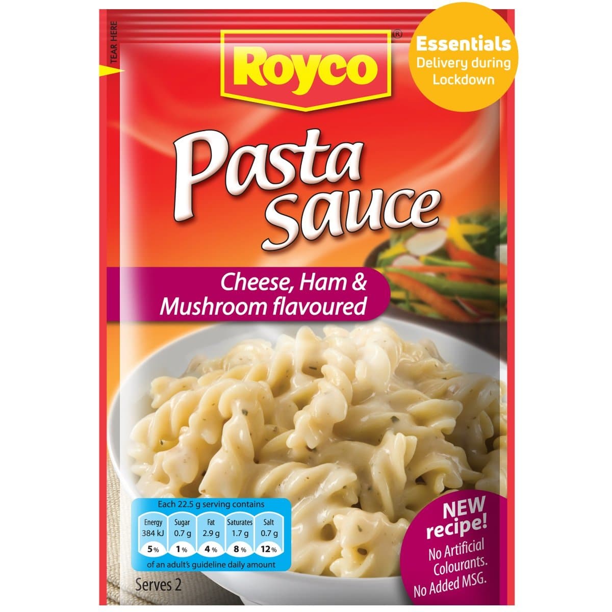 Royco Pasta Sauce Cheese Ham & Mushroom, 12x45g