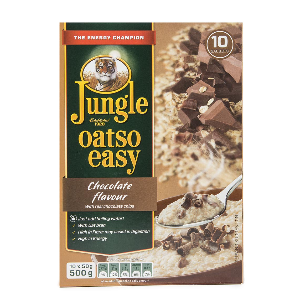 Jungle Oatso Easy Chocolate Flavoured Instant Oats Sachets, 12x500g