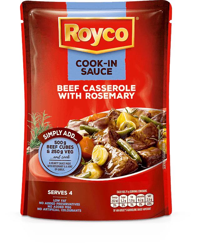 ROYCO Beef Casserole with Rosemary Wet Cook-In Sauce, 10x415g