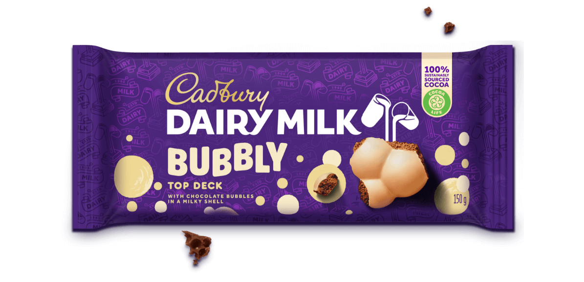 Cadbury Dairy Milk Bubbly Top Deck Chocolate Slab, 18x150g