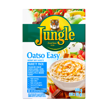 Jungle Oatso Easy Variety Pack Instant Oats Sachets, 12x500g