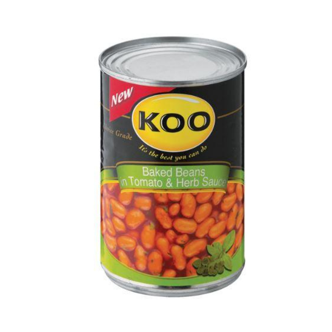 KOO Baked Beans-Tomato & Herb (410 g) | Food, South African | USA's #1 Source for South African Foods - AubergineFoods.com