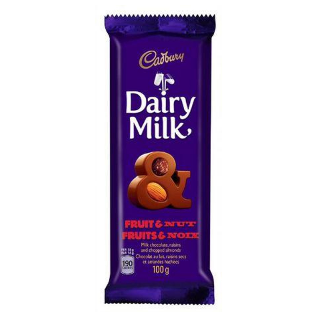 Cadbury Dairy Milk-Fruit & Nut (80 g) from South Africa - AubergineFoods.com