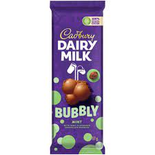 Cadbury Dairy Milk Bubbly Mint Chocolate Slab, 24x87g