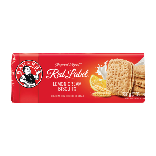 Bakers Red Label Lemon Cream Biscuits, 12x200g