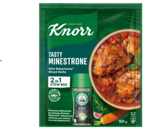 Knorr Tasty Minestrone Soup 2-in-1 Stew Mix with Robertsons Mixed Herbs 50g
